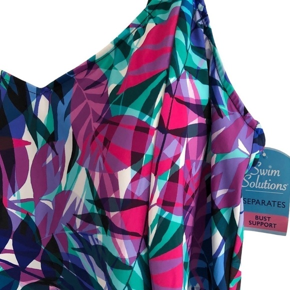 Swim Solutions Hi-Low Multicolored Tankini Size 24W NWT - Picture 3 of 10